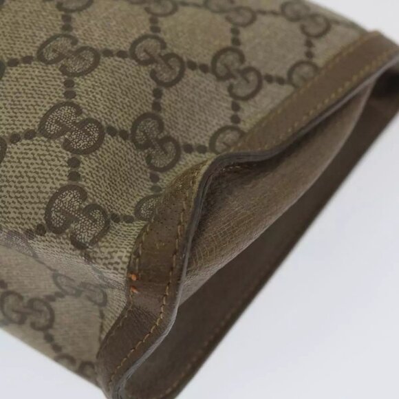 GUCCI GG Supreme Web Sherry Line Clutch Bag Beige Red 89 01 033 Auth th4233 - Picture 8 of 16